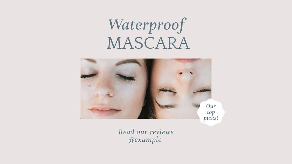 Waterproof mascara  blog banner template, editable text