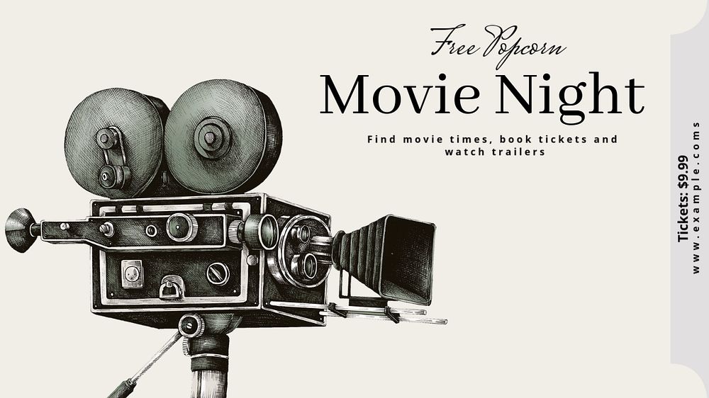 Movie night  blog banner template, editable text