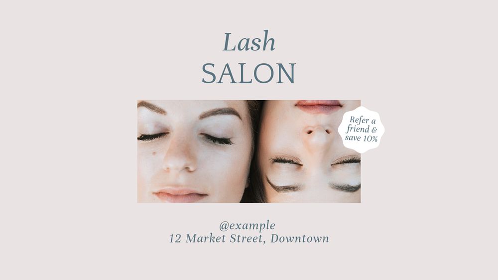 Lash salon  blog banner template, editable text