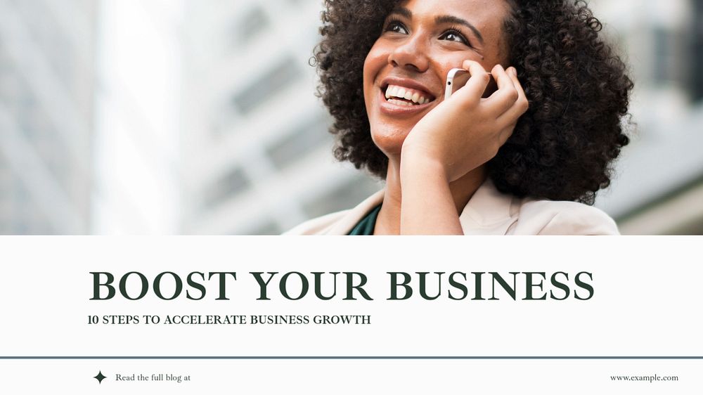 Boost business  blog banner template, editable text