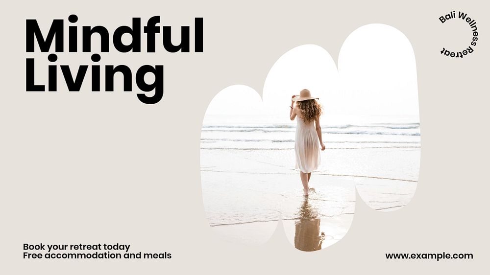 Mindful living blog banner template, editable text