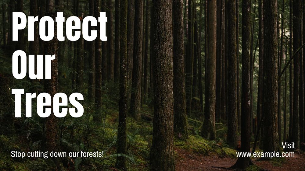 Protect our trees blog banner template, editable text