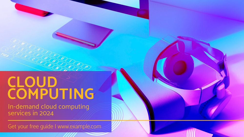 Cloud computing  blog banner template, editable text