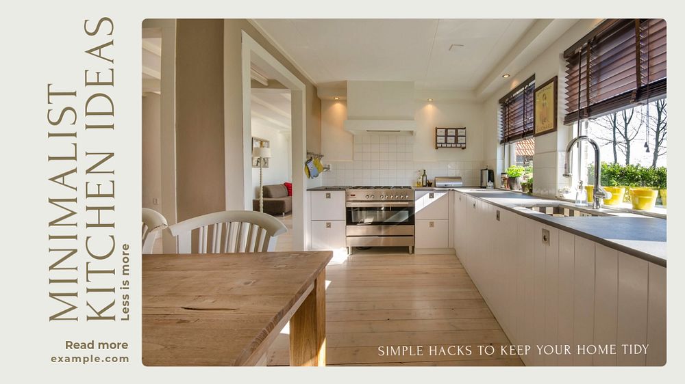 Kitchen interior blog banner template, editable text