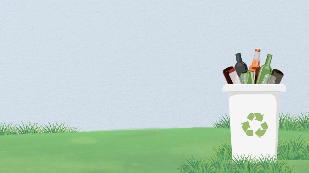 Sorted garbage desktop wallpaper, editable recycling bins illustration design