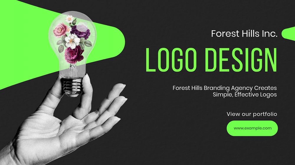 Logo design blog banner template, editable text