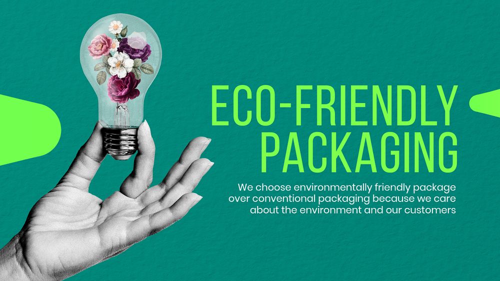 Eco-friendly packaging blog banner template, editable text