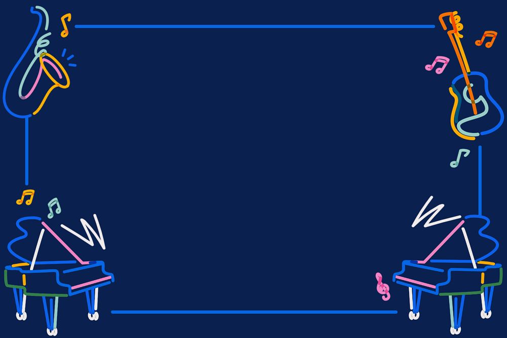 Music frame doodle, blue background, editable design