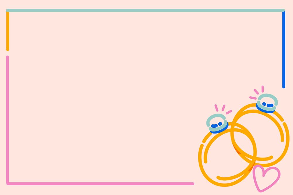 Diamond rings frame doodle, pink background, editable design