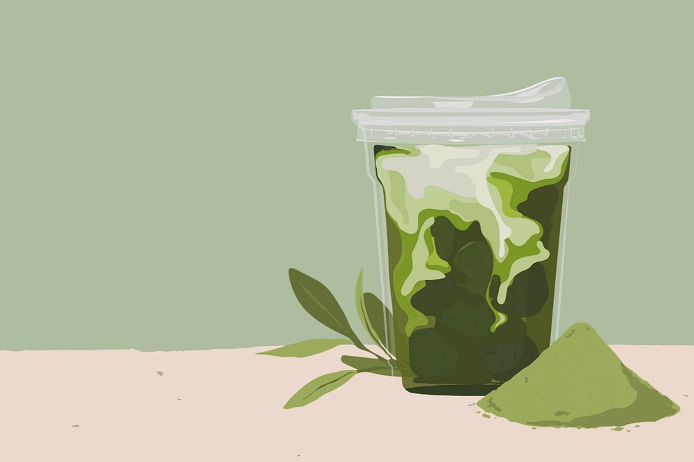 Matcha green tea background, editable morning drink design