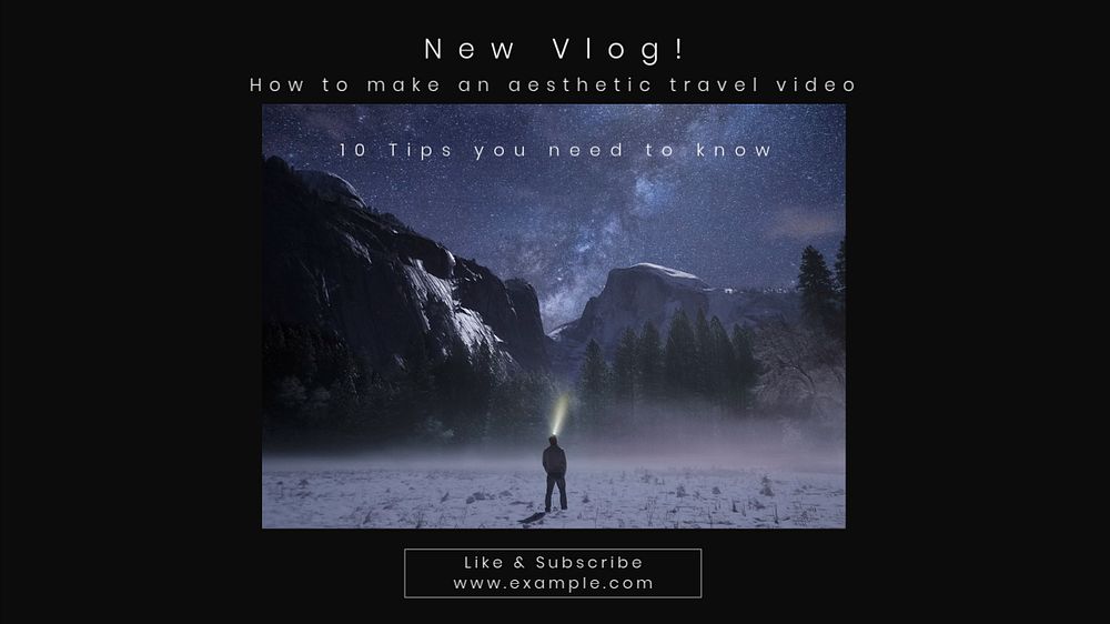 New vlog  blog banner template, editable text