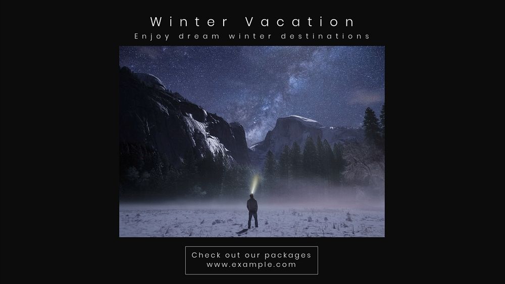 Winter vacation  blog banner template, editable text