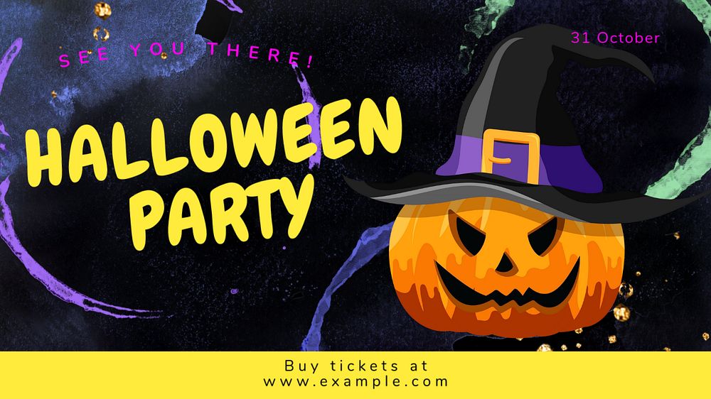 Halloween party invite blog banner template, editable text