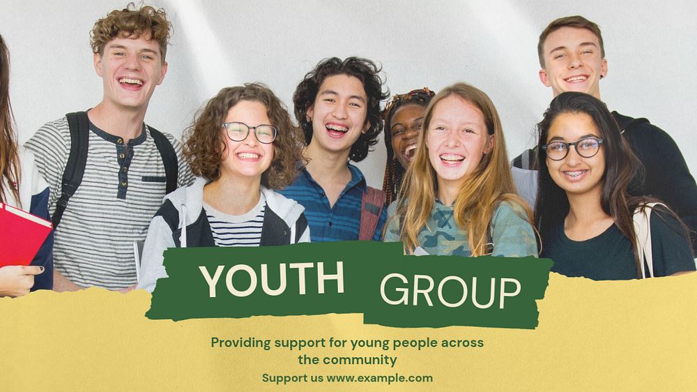 Youth group blog banner template, editable text