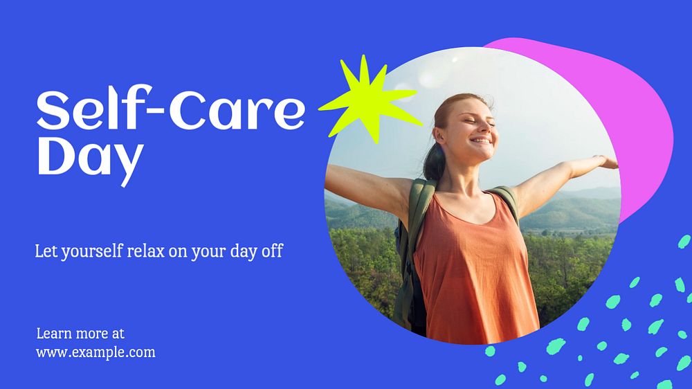 Self-care day  blog banner template, editable text