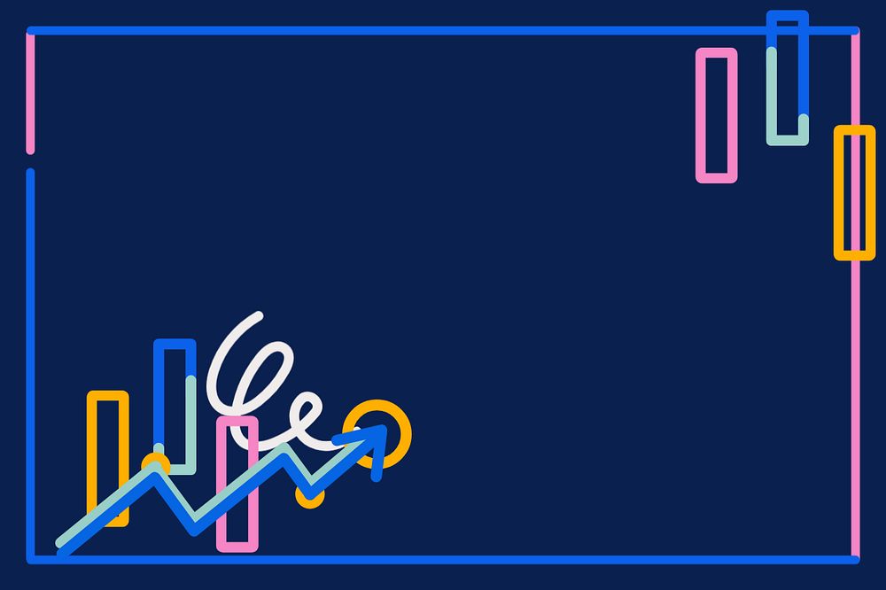 Business growth border doodle, blue background, editable design