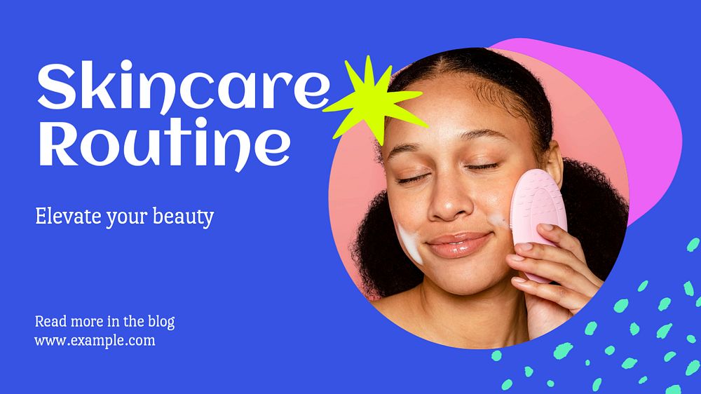 Skincare routine  blog banner template, editable text