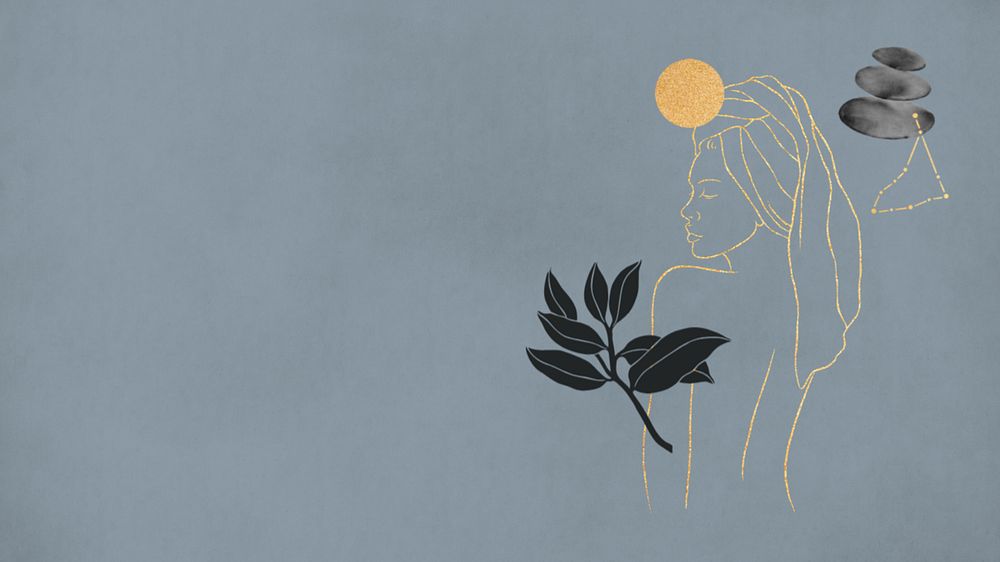 Spa woman line art, desktop wallpaper, editable design