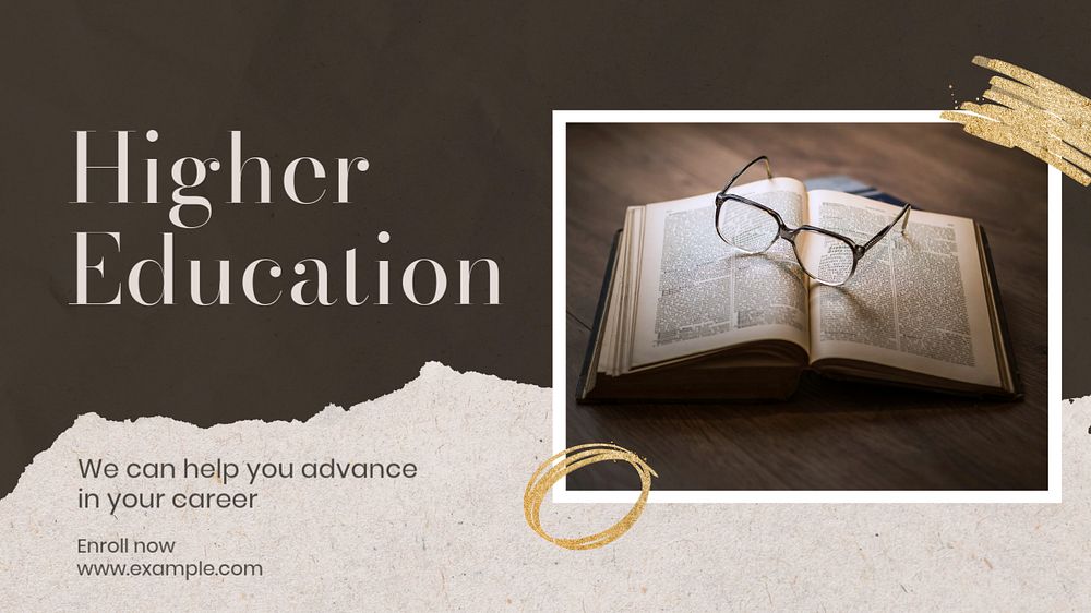 Higher education  blog banner template, editable text