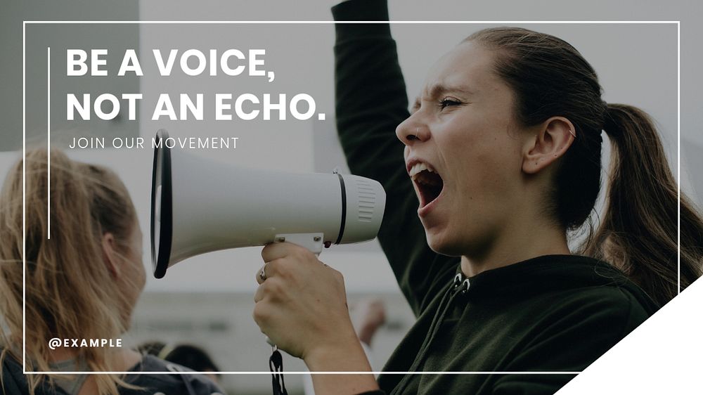 Be a voice not an echo blog banner template, editable text