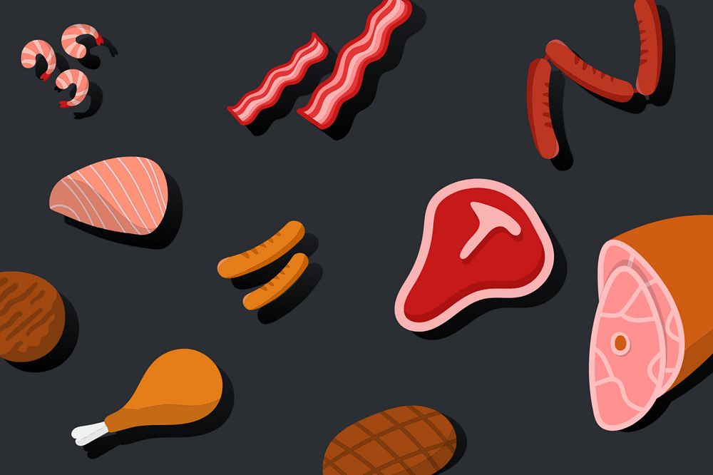 Meat & cold cuts patterned background, editable design