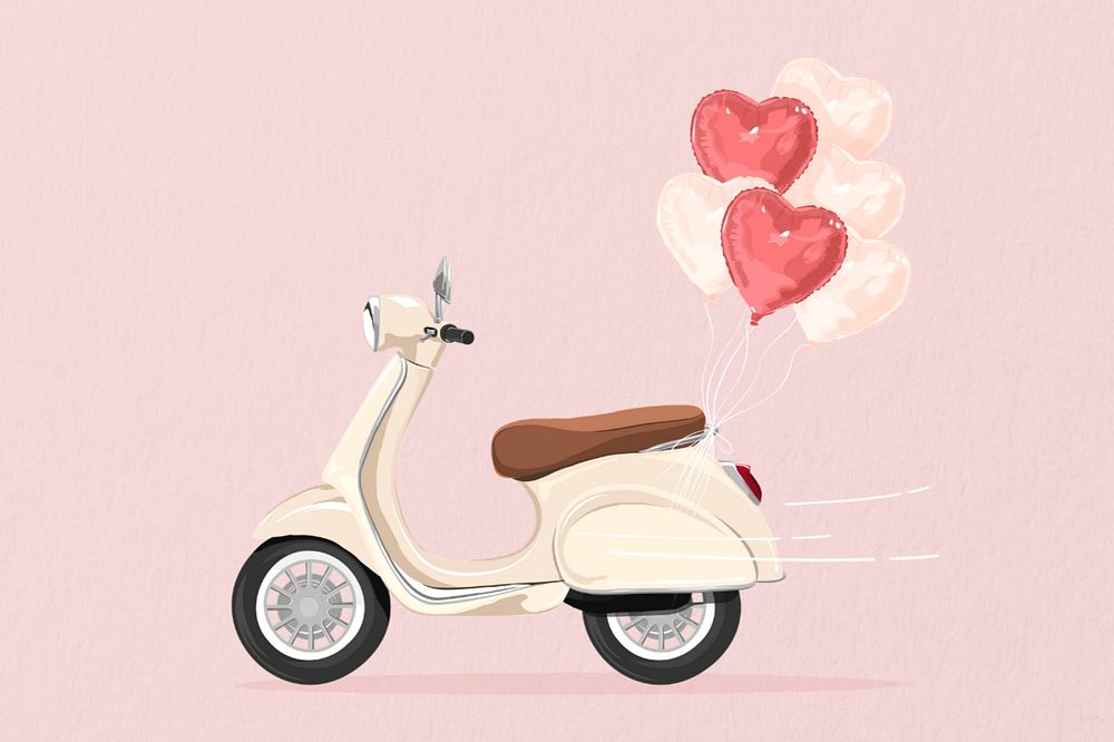 Just married, editable getaway scooter design