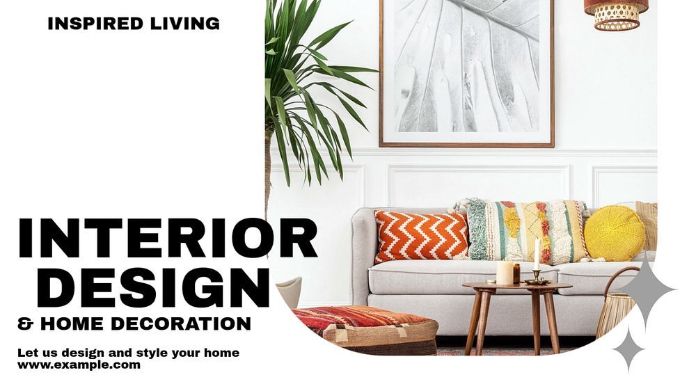 Interior design blog banner template, editable text