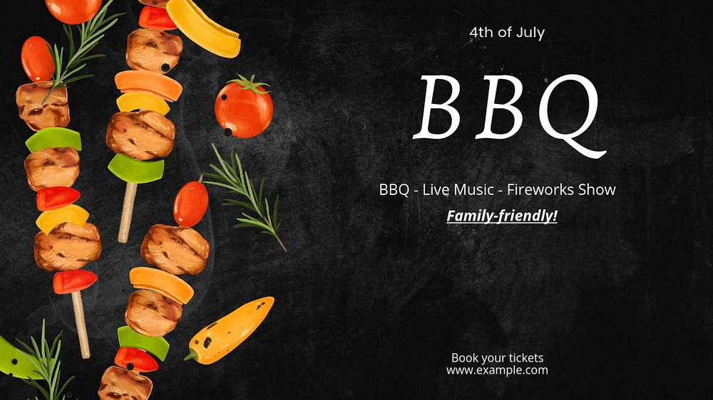 BBQ 4th of July blog banner template, editable text