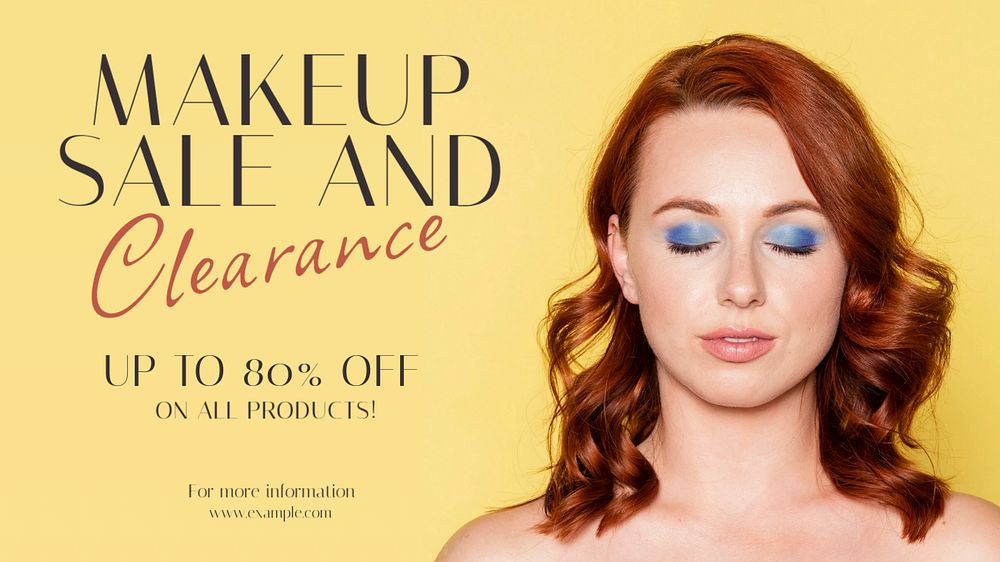 Makeup sale blog banner template, editable text