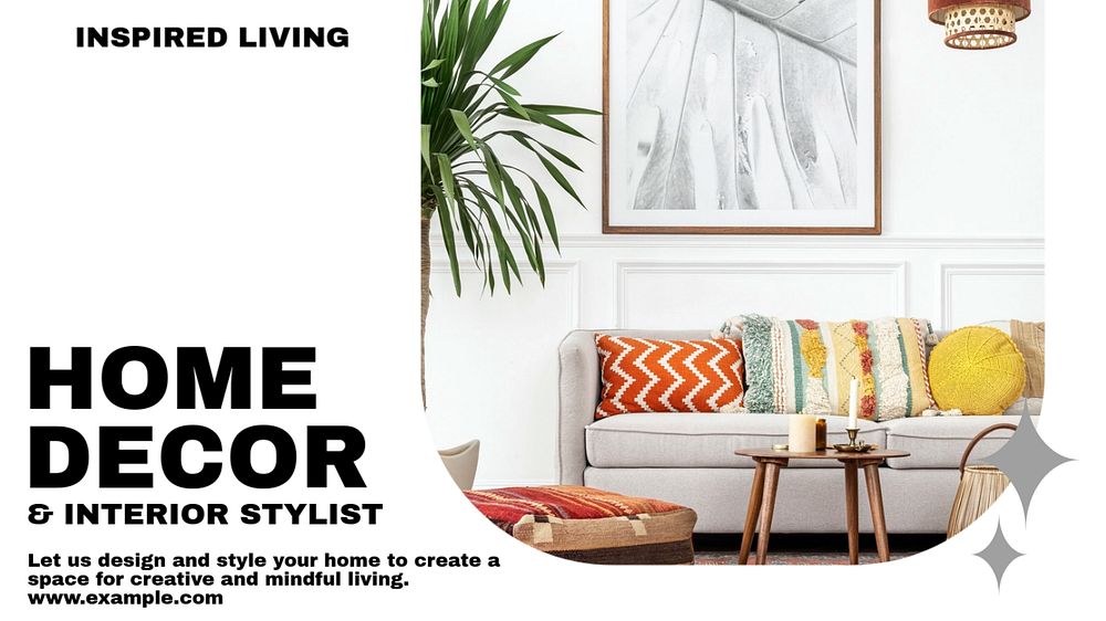 Home decor blog banner template, editable text