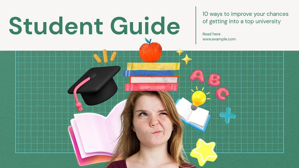 Student guide  blog banner template, editable text