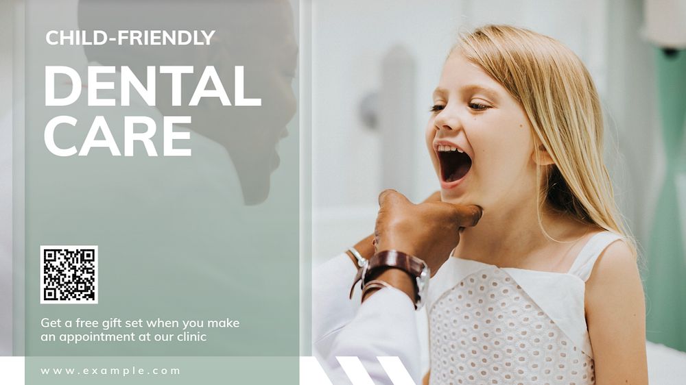 Dental care set blog banner template, editable text