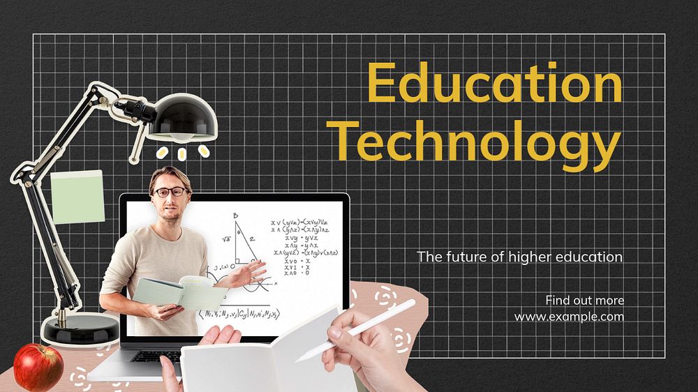 Education technology  blog banner template, editable text