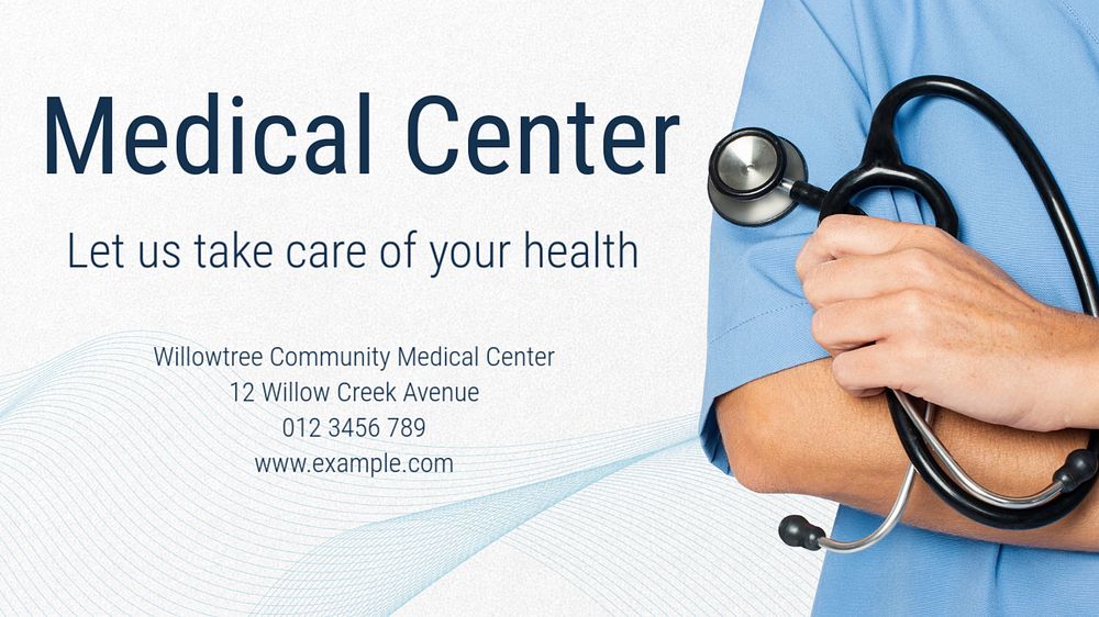 Medical center blog banner template, editable text