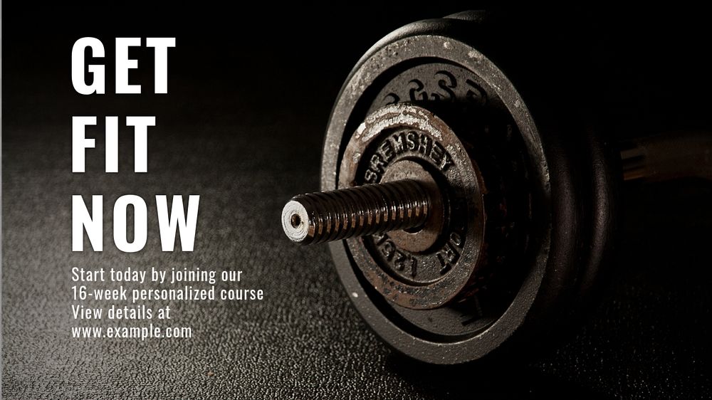 Fitness & workout course blog banner template, editable text