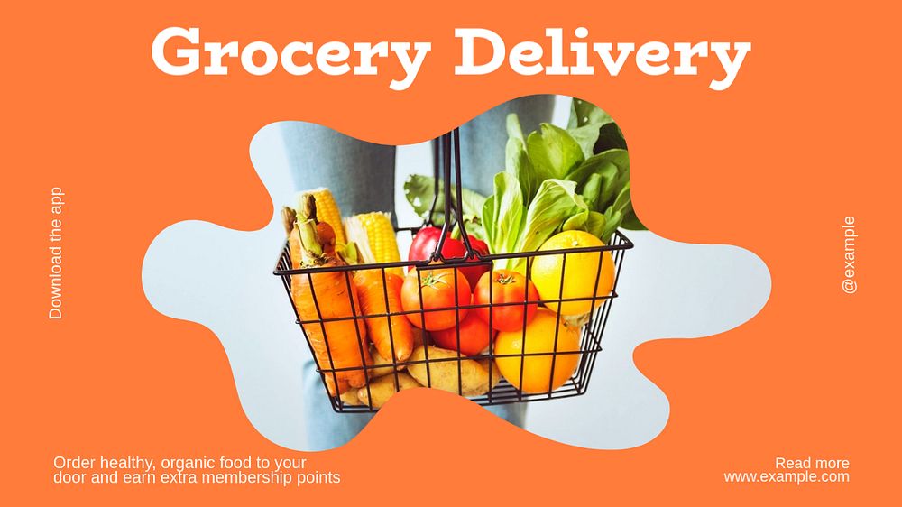 Grocery delivery  blog banner template, editable text