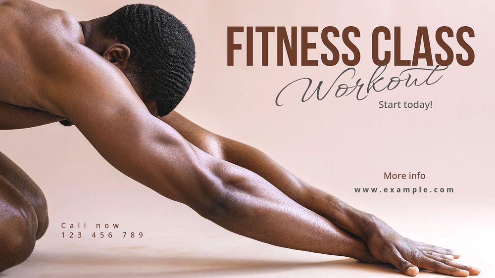 Gym Fitness Class blog banner template, editable text