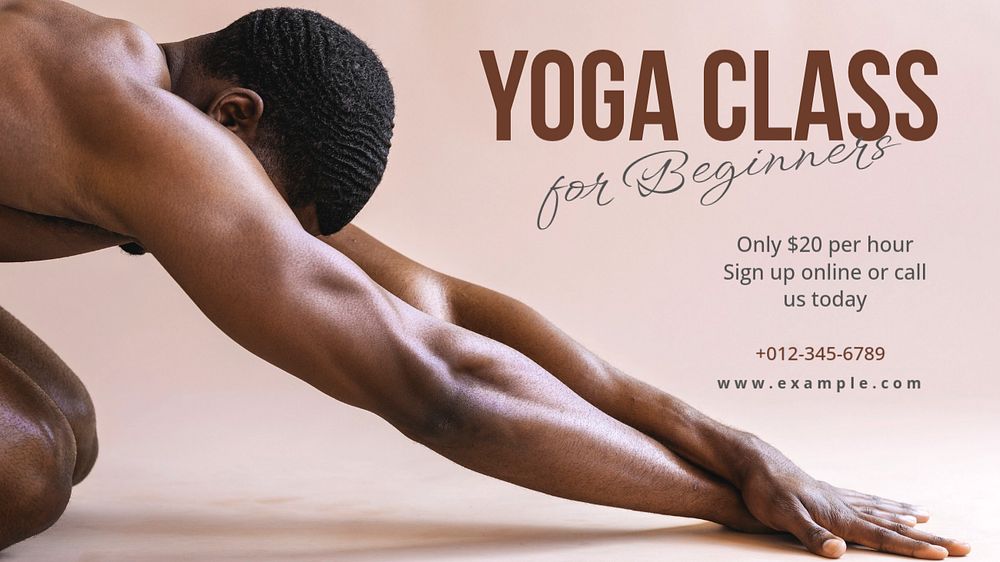 Yoga class blog banner template, editable text