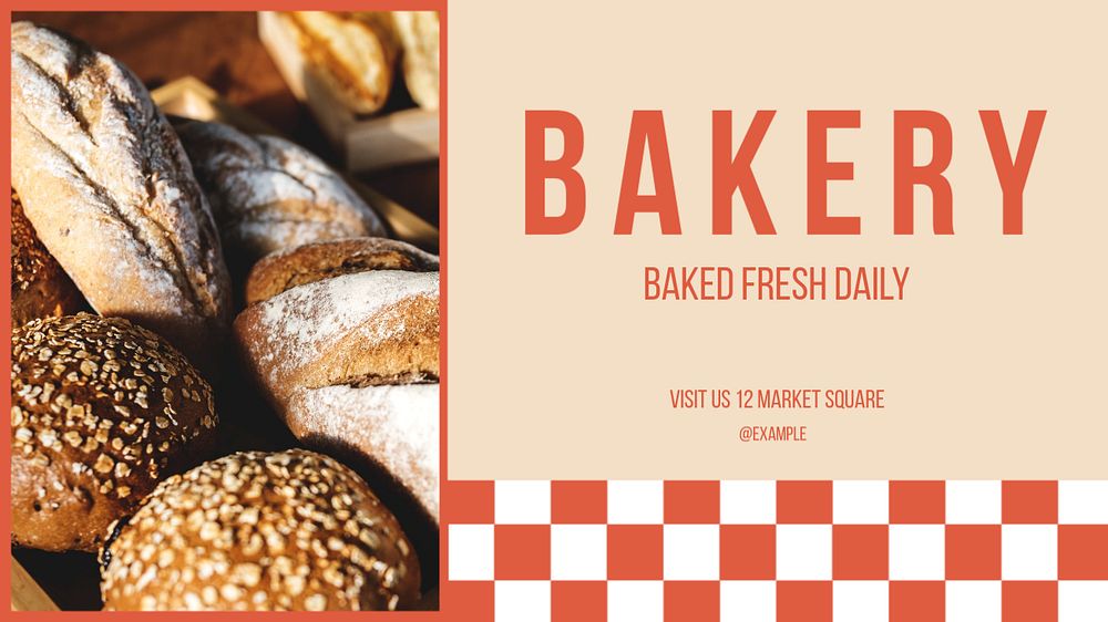 Bakery blog banner template, editable text