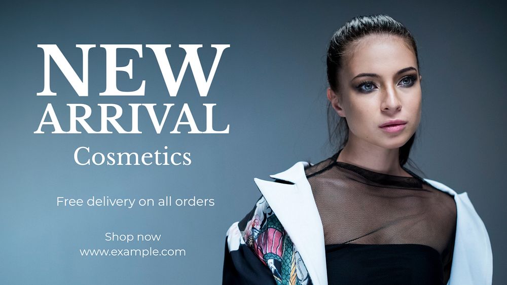 New arrival cosmetics blog banner template, editable text