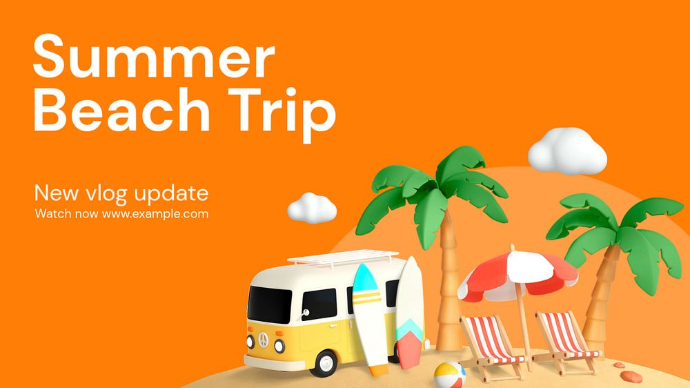 Summer beach trip blog banner template, editable text