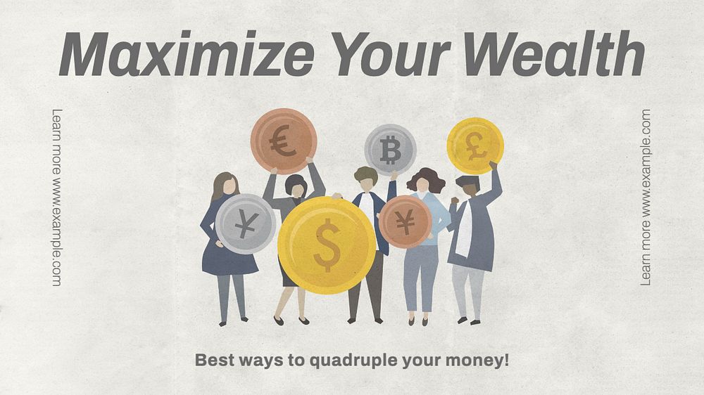 Maximize your wealth blog banner template, editable text