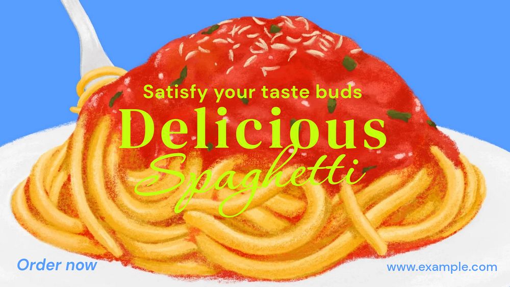 Delicious spaghetti blog banner template, editable text