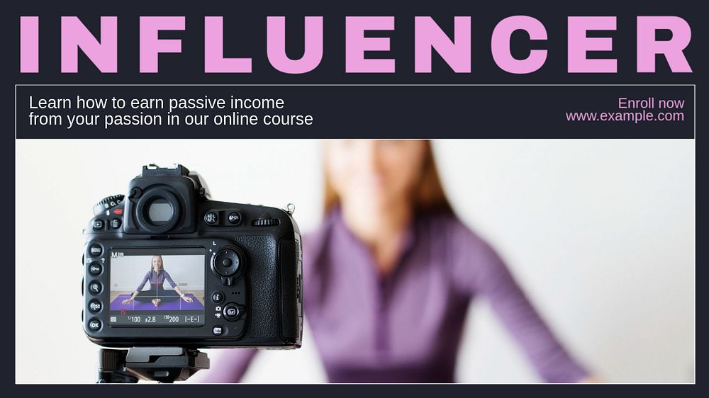 Influencer course blog banner template, editable text