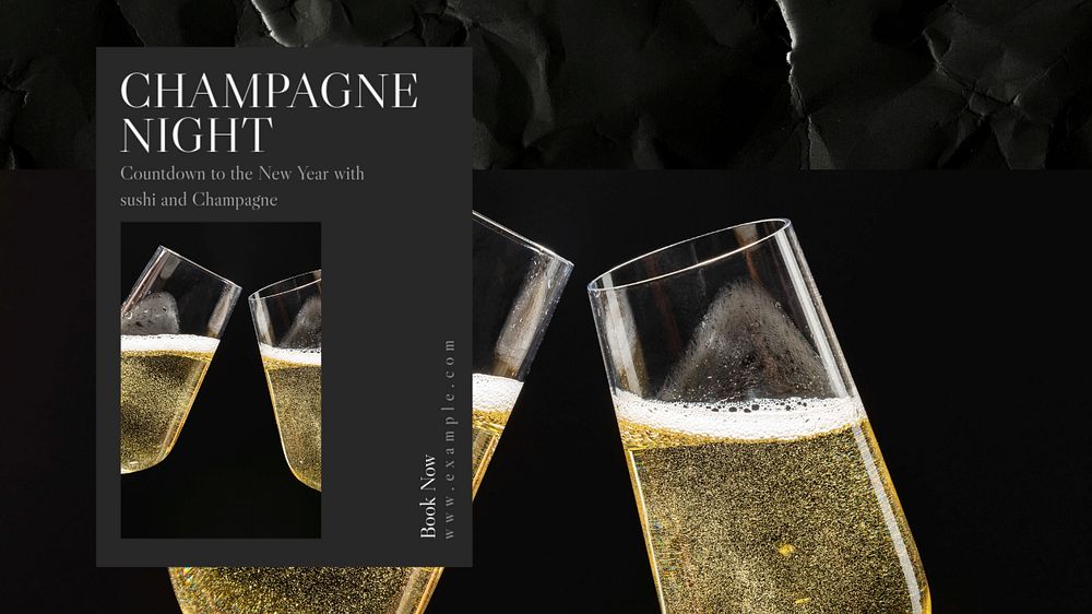 Champagne night  blog banner template, editable text