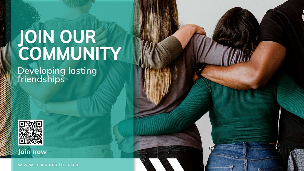 Join our community blog banner template, editable text