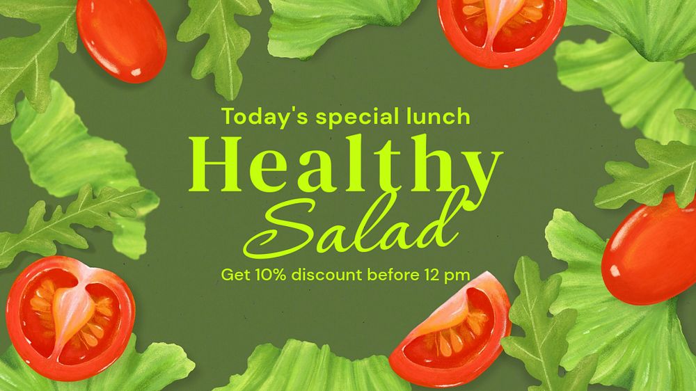 Healthy salad blog banner template, editable text