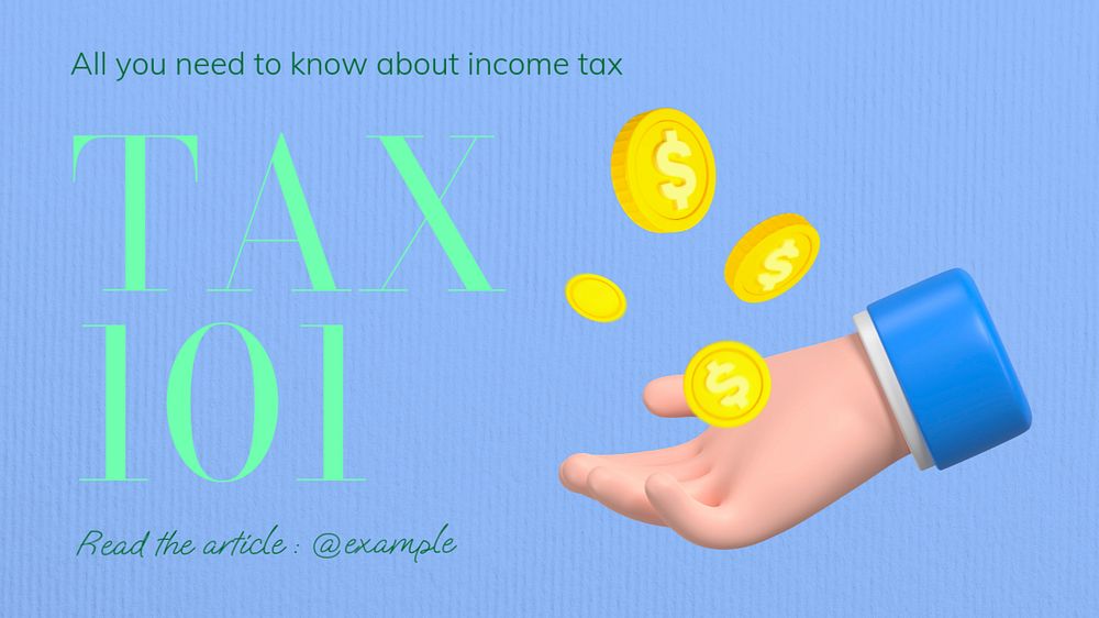 Income tax   blog banner template, editable text