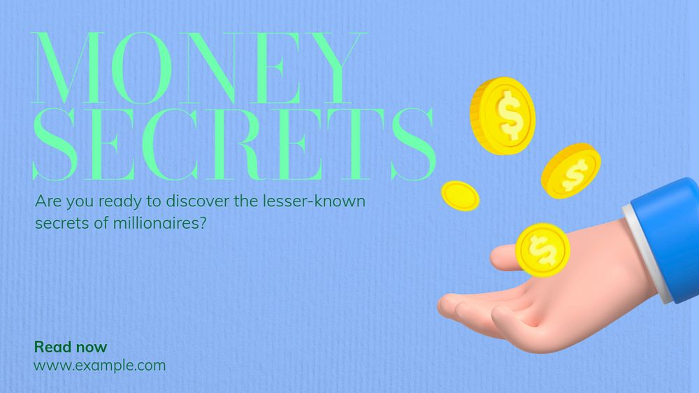 Money secrets  blog banner template, editable text