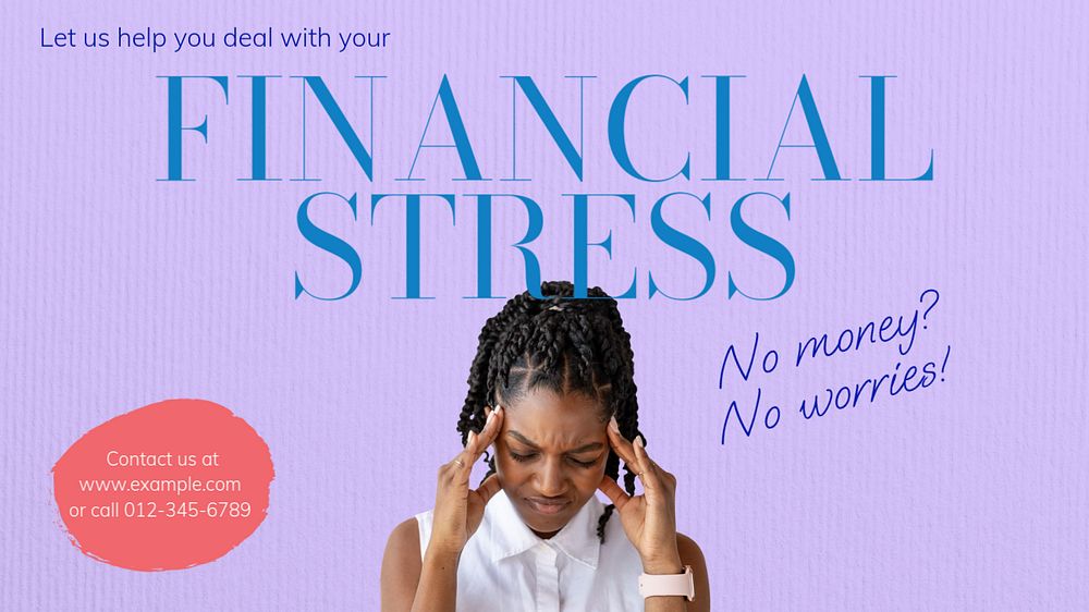 Financial stress  blog banner template, editable text